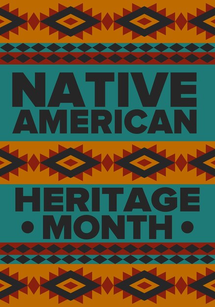 Vector native american heritage month in united states american indian culture tradition pattern vector