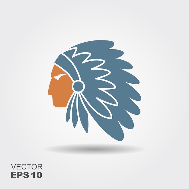 Native American Indiaanse opperhoofd met veren hoofdtooi vector icon