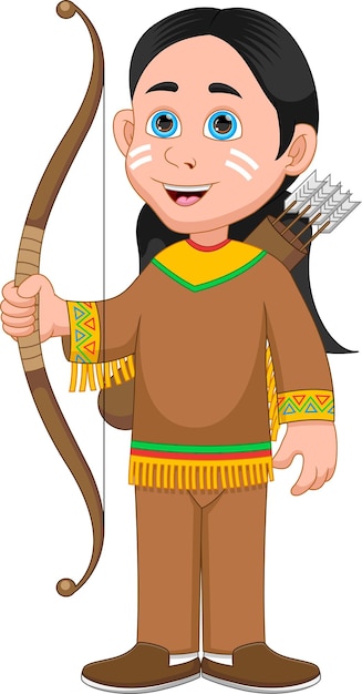 Native American Indian cartoon met een boog