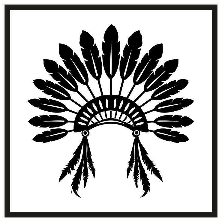 Vector native american indian headdress silhouette vector