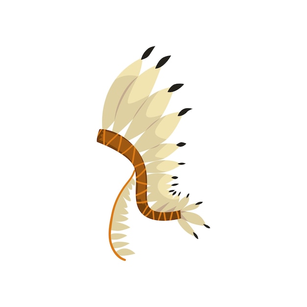 Native American indian headdress with feathers vector Illustration isolated on a white background