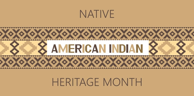 아메리카 원주민 인디언 유산의 달 개념 벡터 이벤트는 미국에서 11월에 열립니다. 북미 인디언의 전통적인 장식이 표시됩니다.