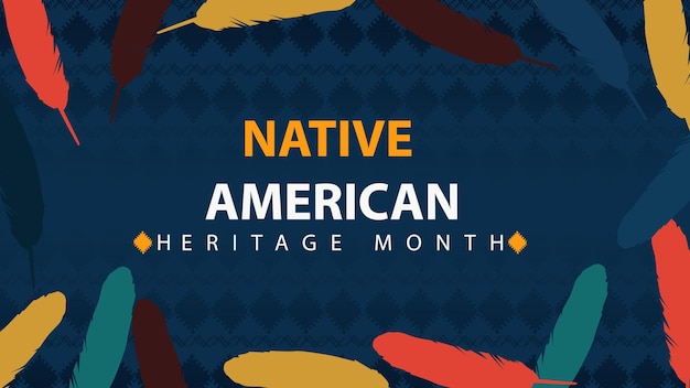 Вектор Месяц наследия коренных американских индейцев векторный баннер плакат для поздравительной открытки в социальных сетях