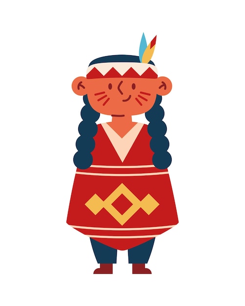 Vector native american indian kid