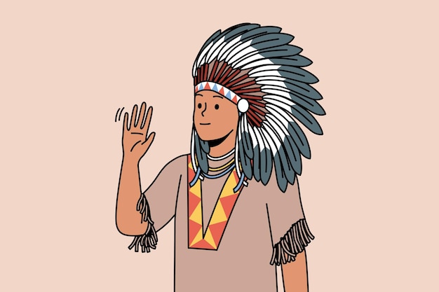 Vector native american man in costume