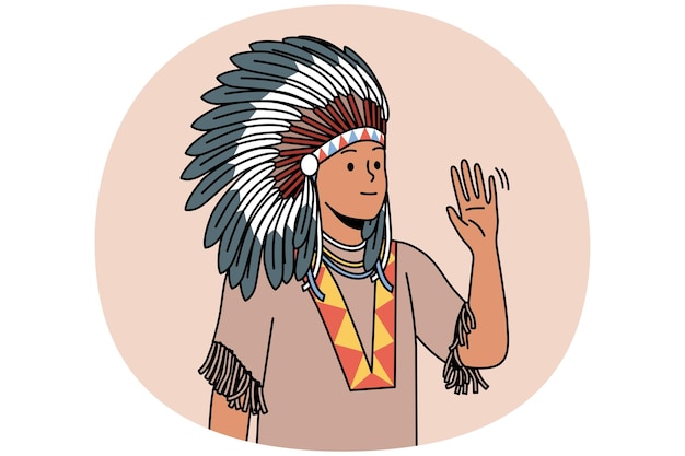Vettore uomo nativo americano in costume