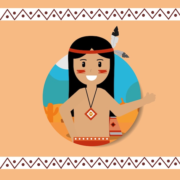 Vector native american portrait traditional weapons