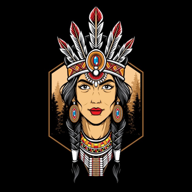 Индеец женщина логотип