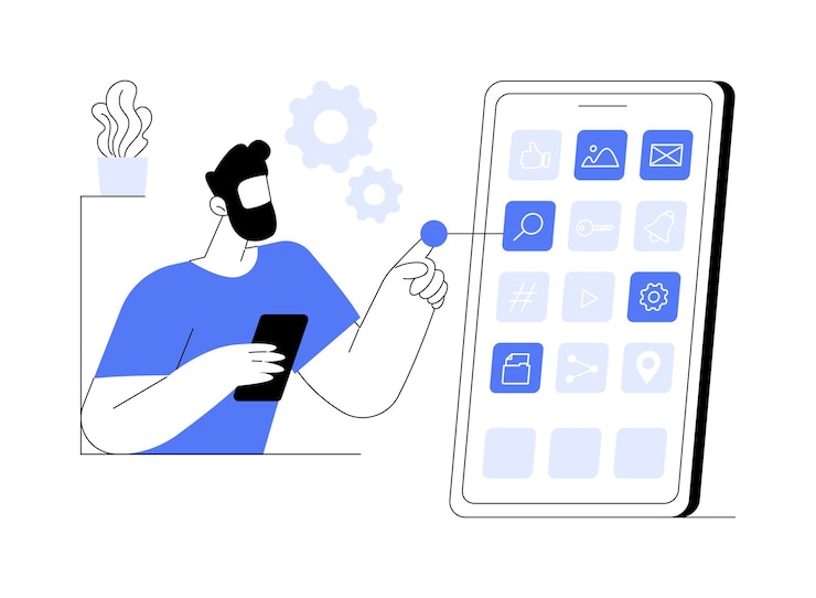 Vector native mobile app abstract concept vector illustration