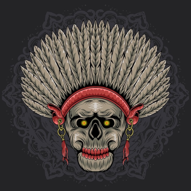 Native skull american vector illustration