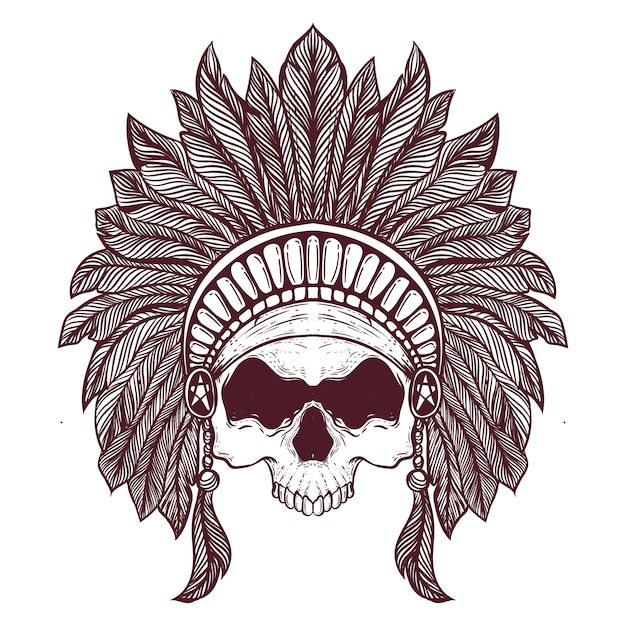 native skull head artwork illustration