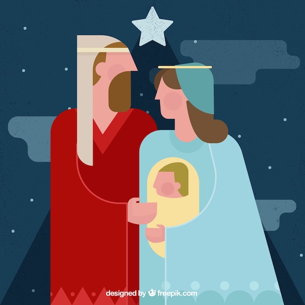 Vector nativity scene background in flat design