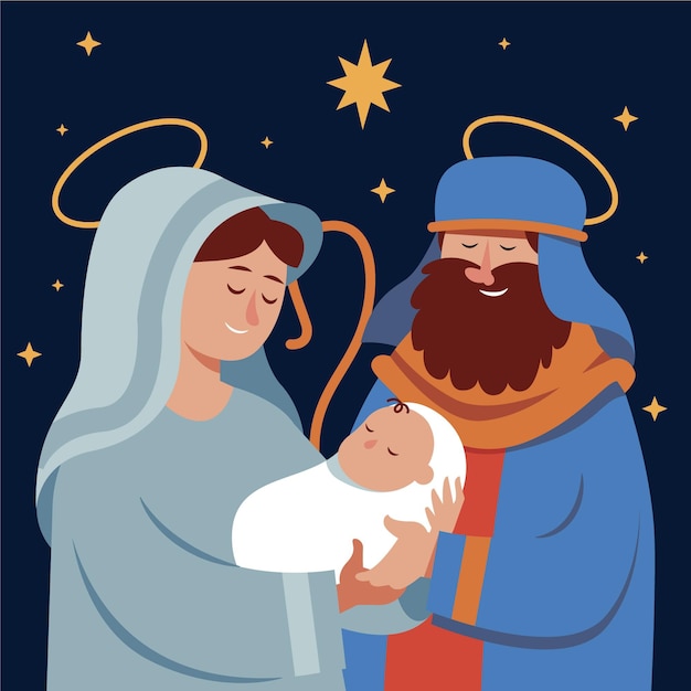 Vector nativity scene illustration in flat design