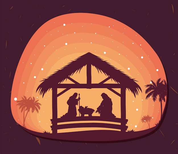 Vector nativity stable silhouettes scene