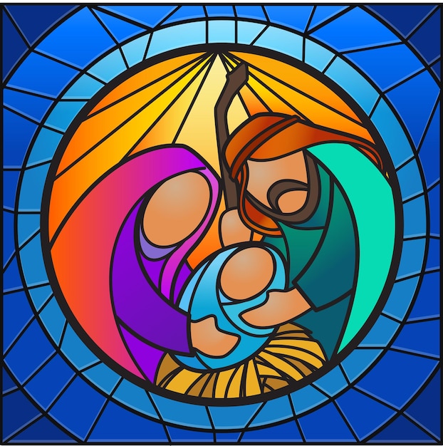 Vector nativity stained glass style