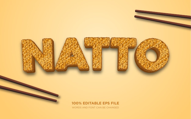 Natto japans eten 3D bewerkbaar tekststijleffect