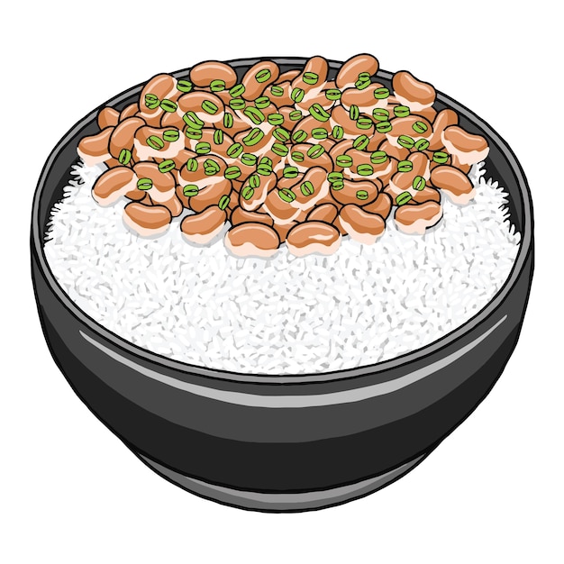 Vector natto japans eten in platte ontwerpstijl