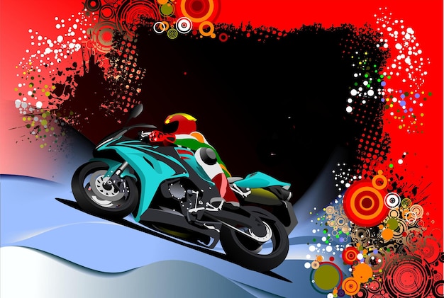 Естественный фон с изображением мотоцикла Железный конь Векторная иллюстрация