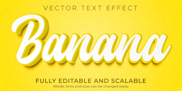 Текстовый эффект natural banana, редактируемый стиль текста свежих и пищевых продуктов