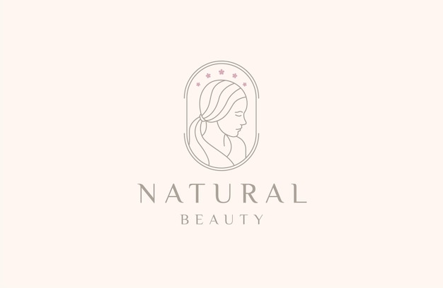 Natural beauty face women logo icon design template flat vector illustration