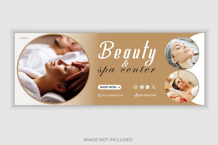 Vector natural beauty girl skin care mackup salon facebook cover design