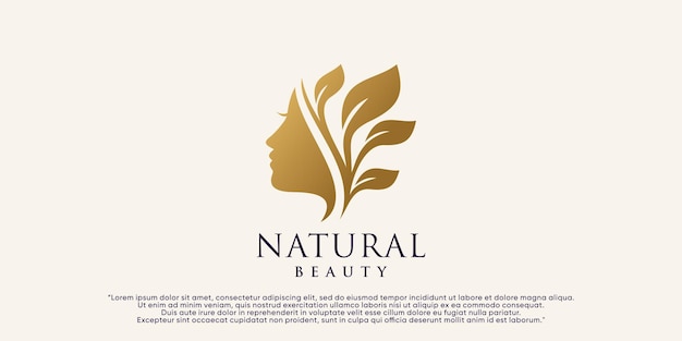 Дизайн логотипа естественной красоты для женского салона красоты с творческим элементом Premium векторы