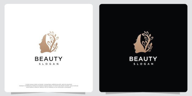 Шаблон логотипа естественной красоты и визитная карточка