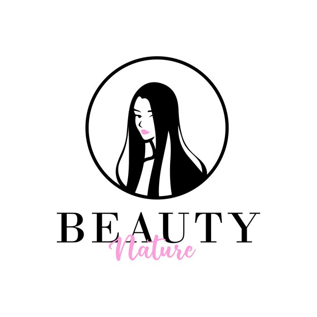 Natural beauty logo template with woman silhouette