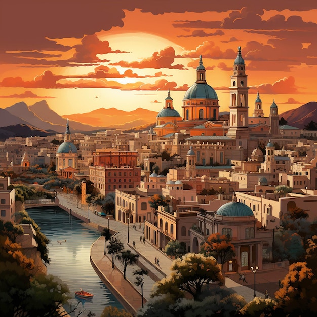 Vector the natural beauty rich history and vibrant city life of spain