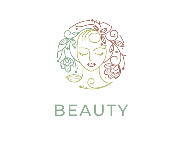 Vector natural beauty woman face logo icon vector design illustration