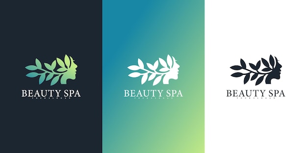 Шаблон дизайна логотипа женщины естественной красоты для салона и спа Premium векторы