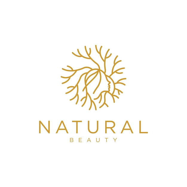 自然の美しさの女性のロゴアイコンデザインテンプレートフラットベクトル