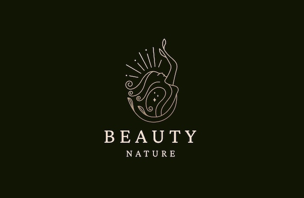 Natural beauty women tree leaf logo icon design template flat vector