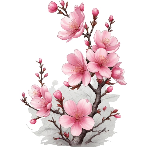 natural border illustration of cherry blossoms