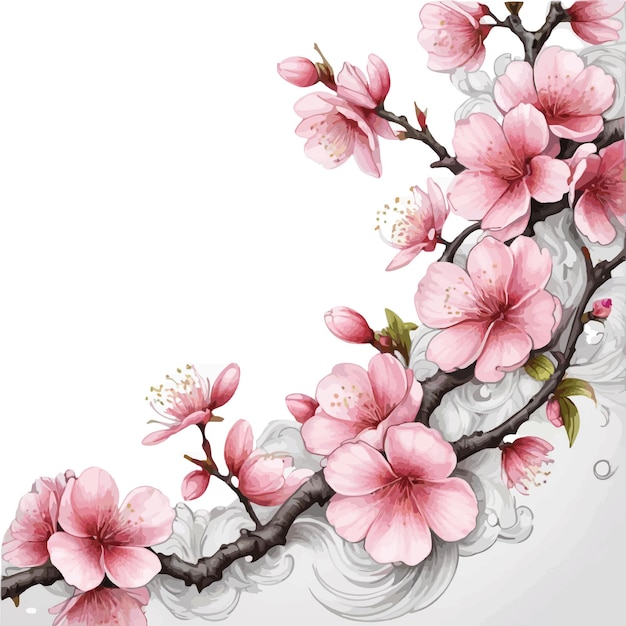 natural border illustration of cherry blossoms