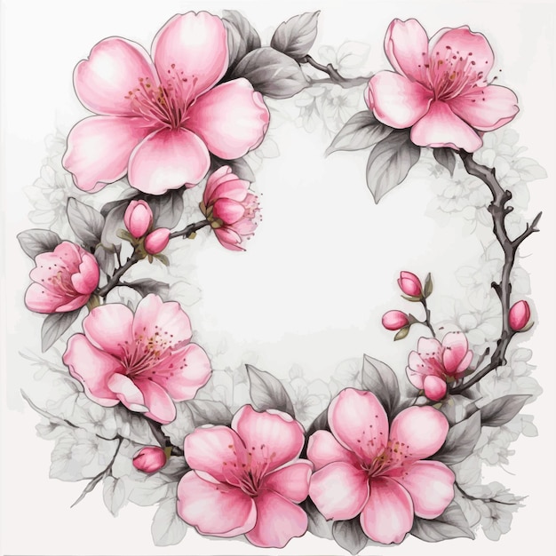 natural border illustration of cherry blossoms