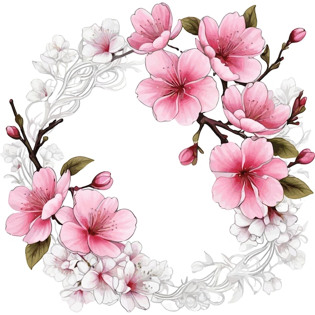 natural border illustration of cherry blossoms