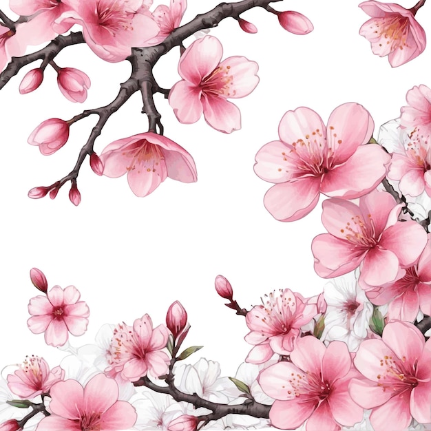 Vector natural border illustration of cherry blossoms