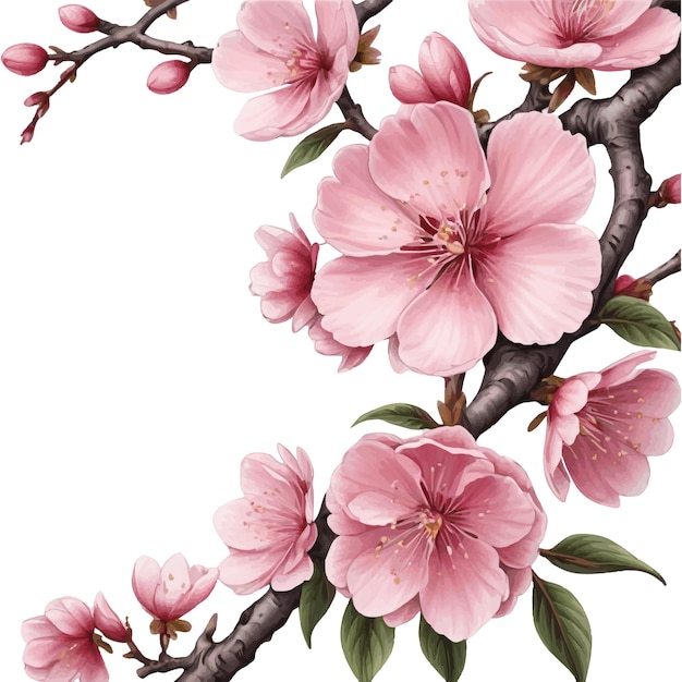 natural border illustration of cherry blossoms