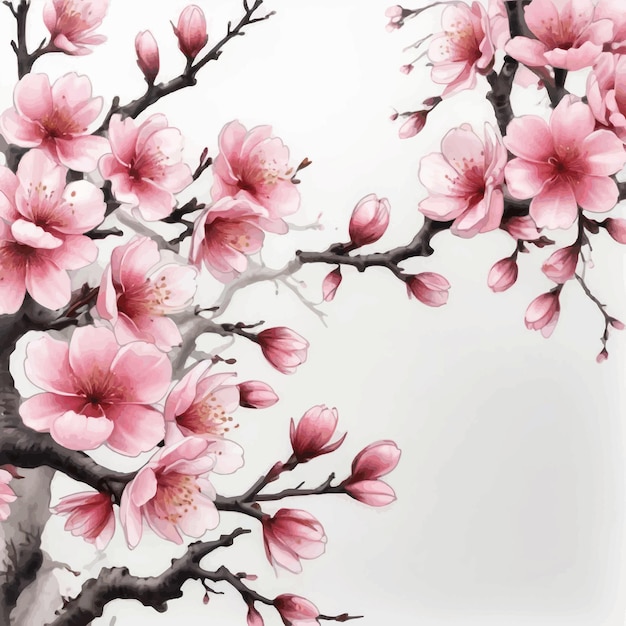 natural border illustration of cherry blossoms