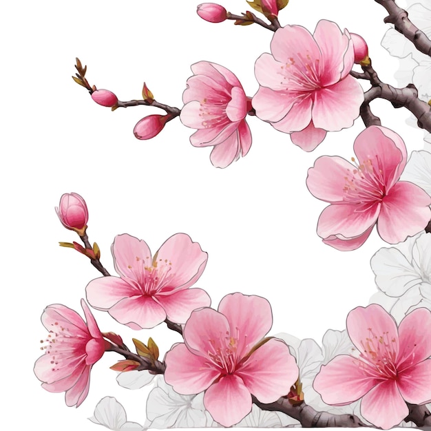 natural border illustration of cherry blossoms