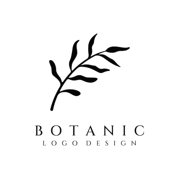 Natural botanical logo organic template vector design with leaves flowers stems with minimalist outline elegantsuitable for beauty badgewedding and business