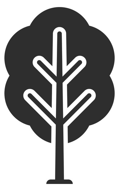自然の植物学のシンボル。黒い木のアイコン。森林植物