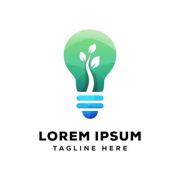 Lampadina naturale, lampadina verde logo premium