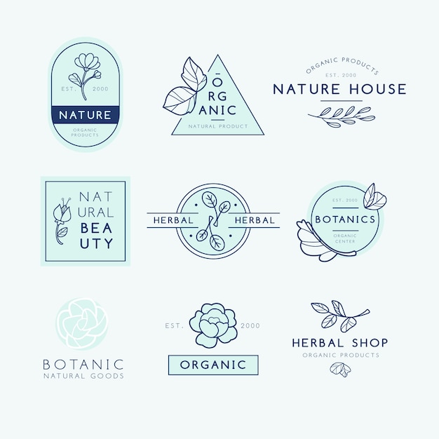 Natural business logo collection in minimal style