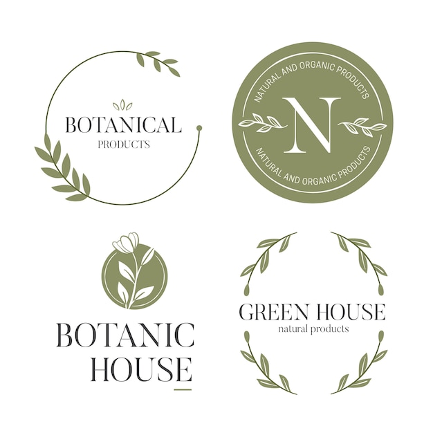 Vector natural business logo set in minimal style