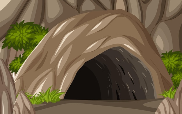 Natural cave in the forest background