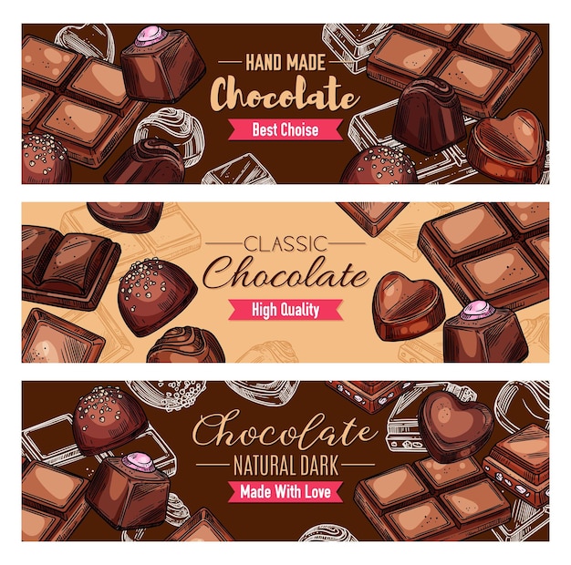 Natural chocolate food products and sweet desserts