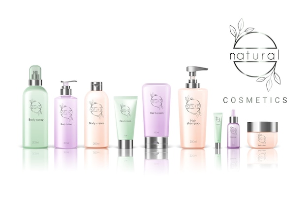 Vector natural cosmetics packages composition