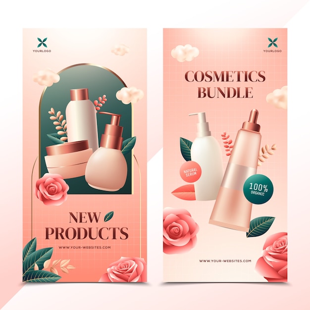 Natural cosmetics realistic banner set